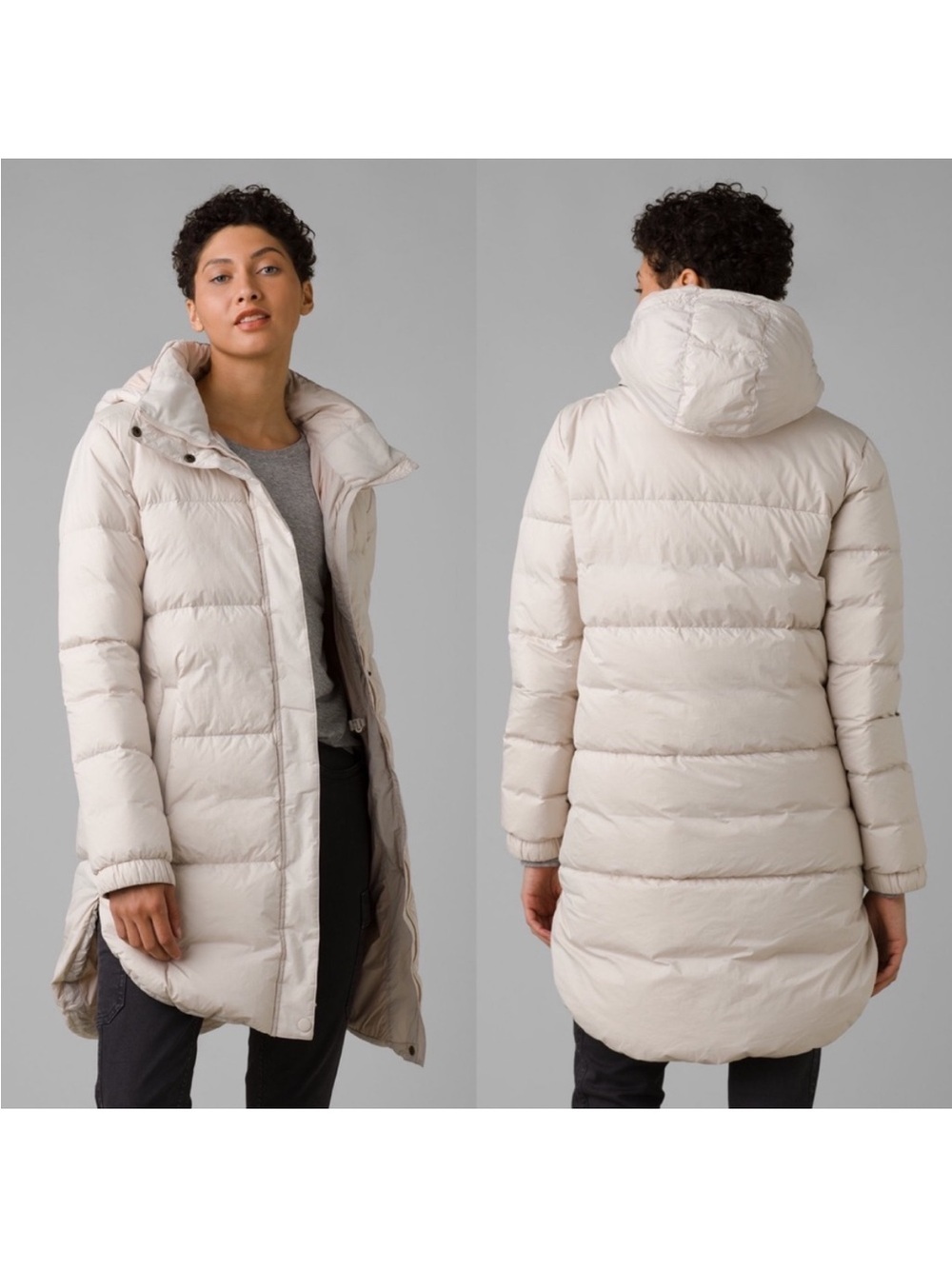 Prana off white cream light tan duck down Emerald Valley Jacket size XS long